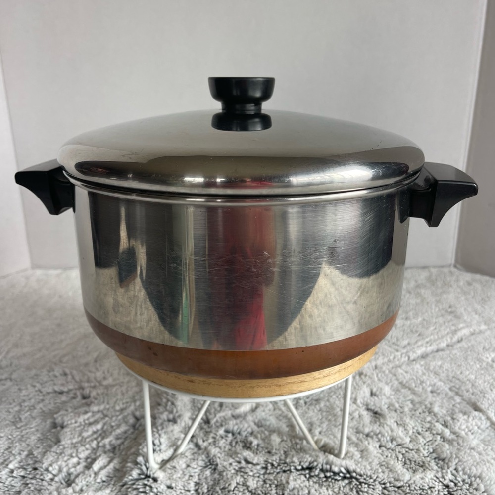 Vintage REVERE WARE Copper Clad 4 1/2 Qt Dutch Pot